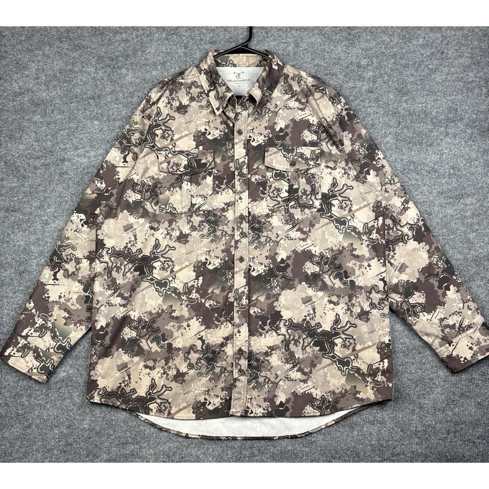 TrueTimber Viper Camo Hunting Shirt Mens XL Ripstop Long Sleeve Button Up